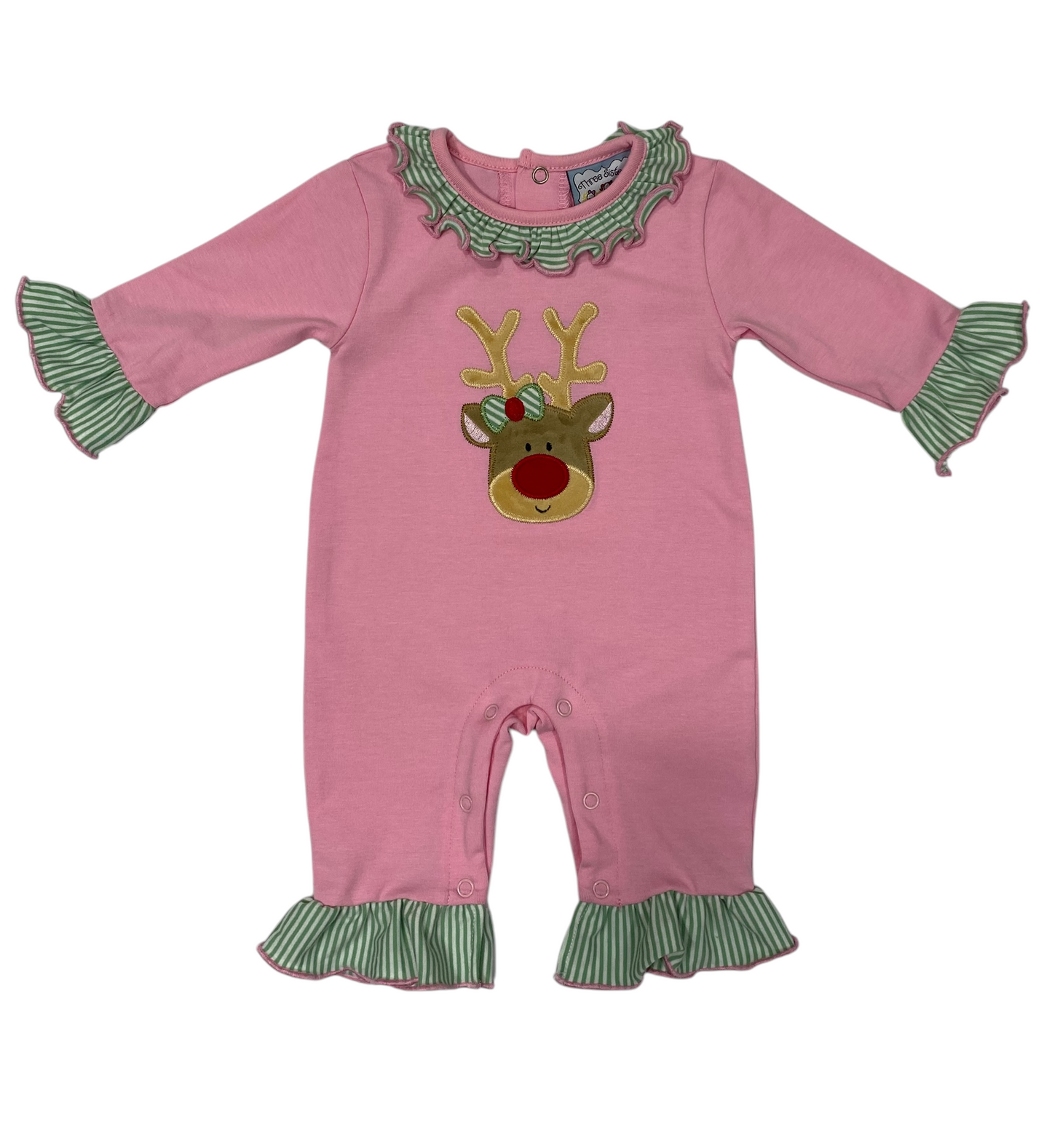 Girls Reindeer Applique Romper by Three Sisters