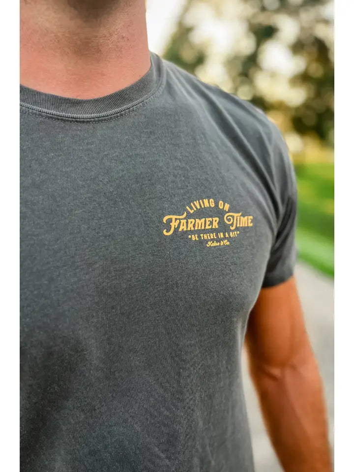 Men's Living on Farmer Time T-Shirt-Pepper
