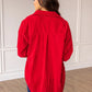 Ladies Grace & Emma Red Button Down Velvet Top