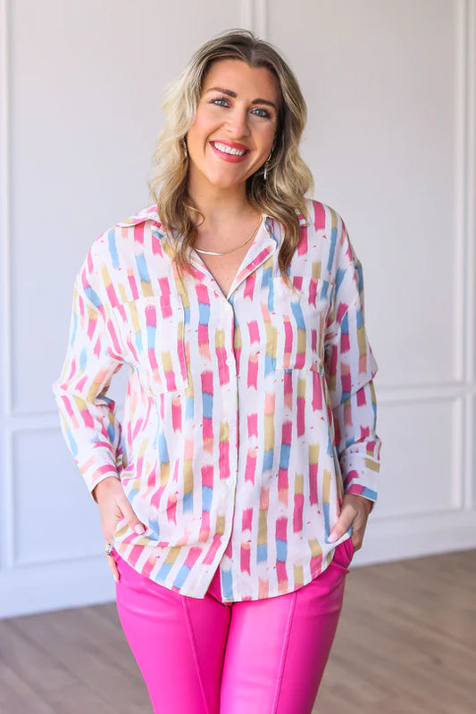 Ladies Mrs. Frizzle Button Down Shirt by Grace & Emma