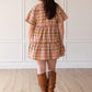 Ladies A Walk Through The Leaves Plaid Flutter Sleeve Dress by Grace & Emma