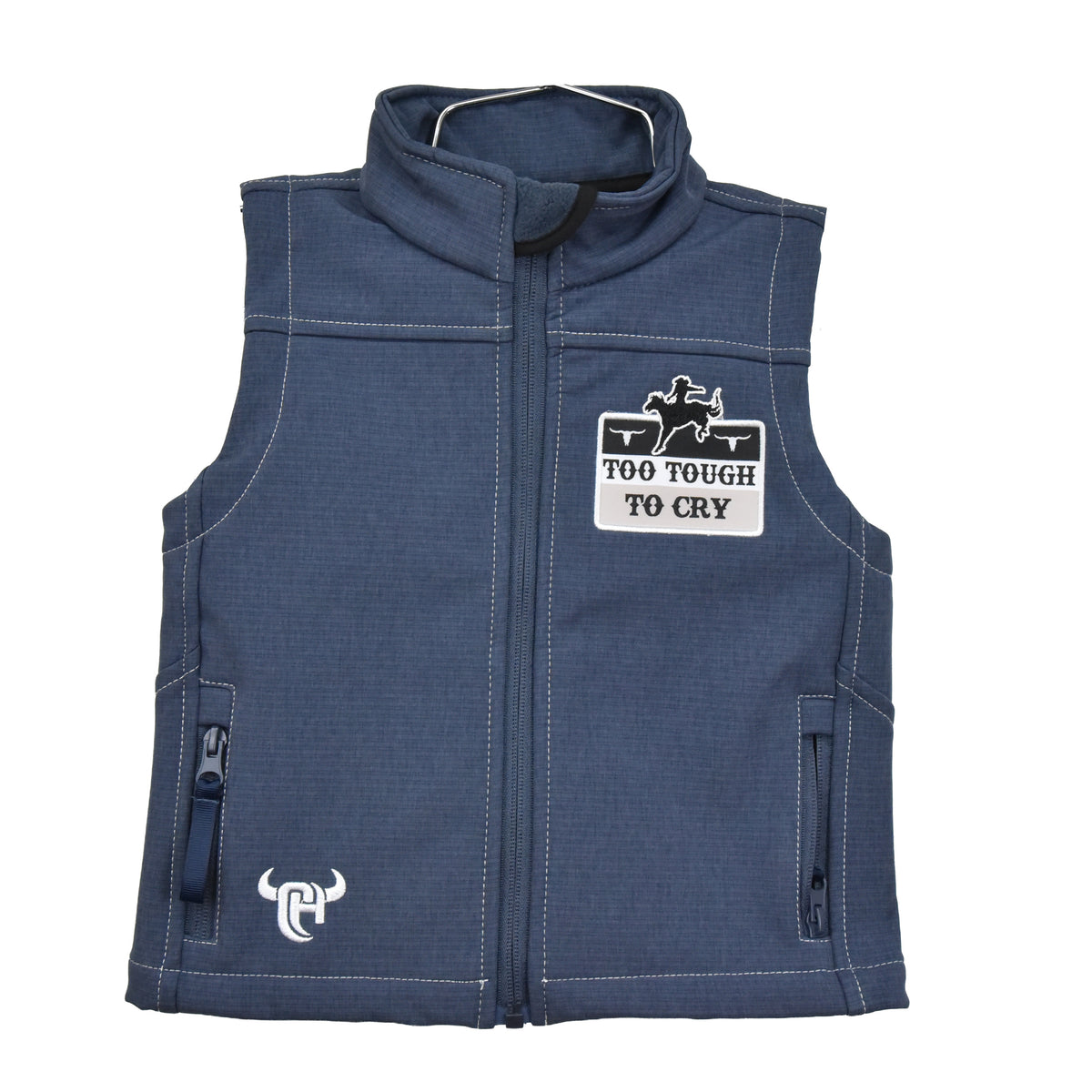 Boys Slate Blue Too Tough To Cry Polyshell Vest by Cowboy Hardware