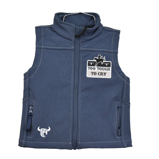 Boys Slate Blue Too Tough To Cry Polyshell Vest by Cowboy Hardware