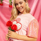 Ladies Heart Patches on Pink Princess Top-Pink
