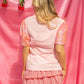 Ladies Heart Patches on Pink Princess Top-Pink