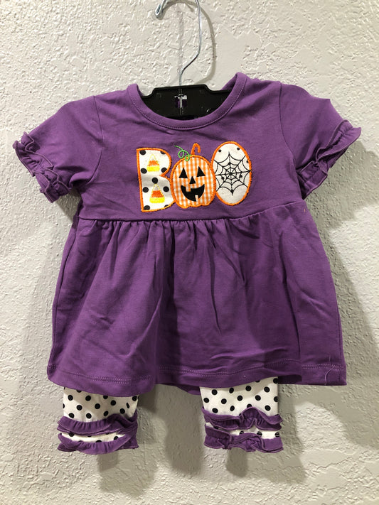 Girls Boo Purple w/Polka Dot Legging Set by Three Sisters