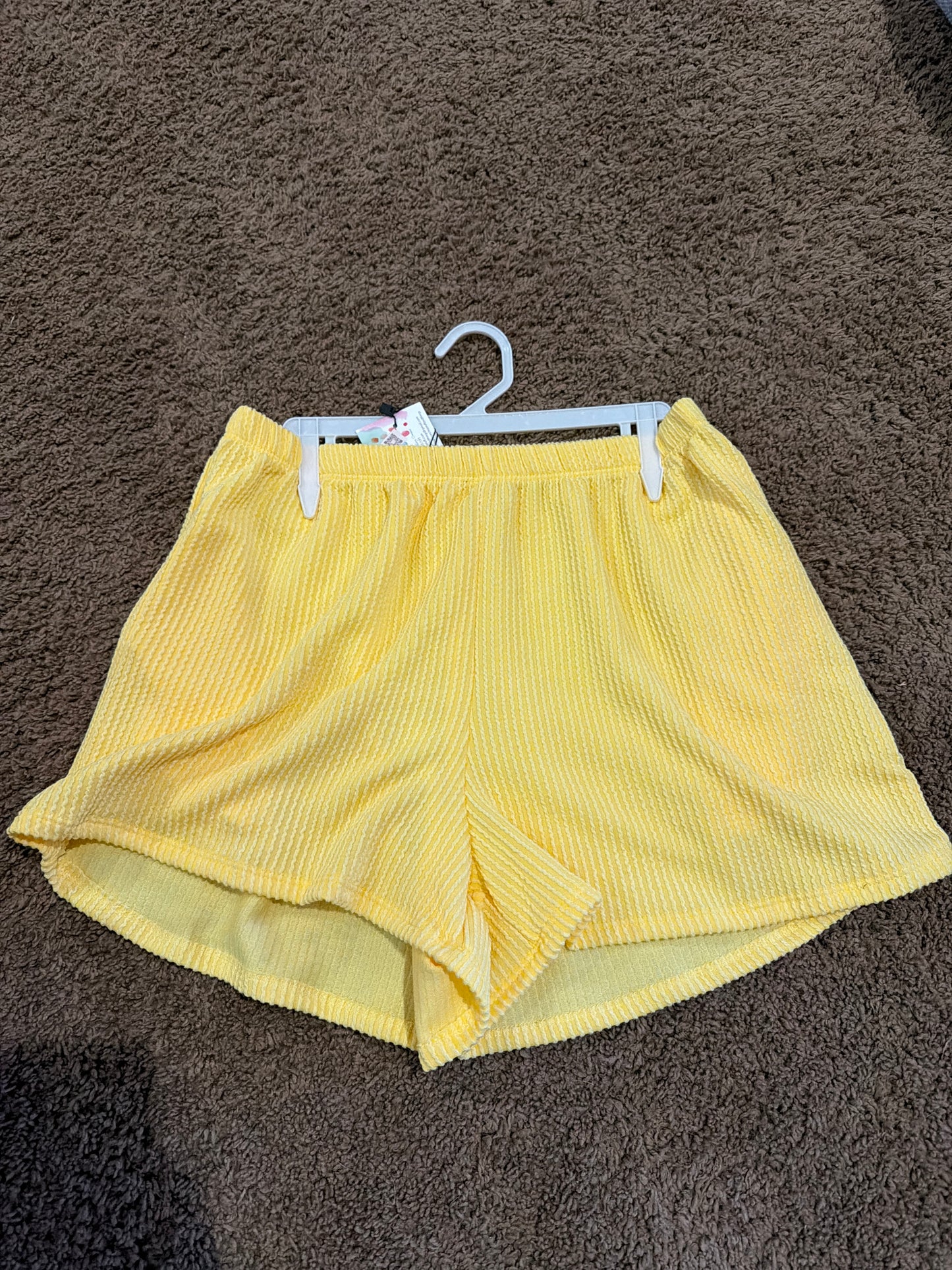 Ladies Everyday Comfy Ribbed Shorts-Yellow