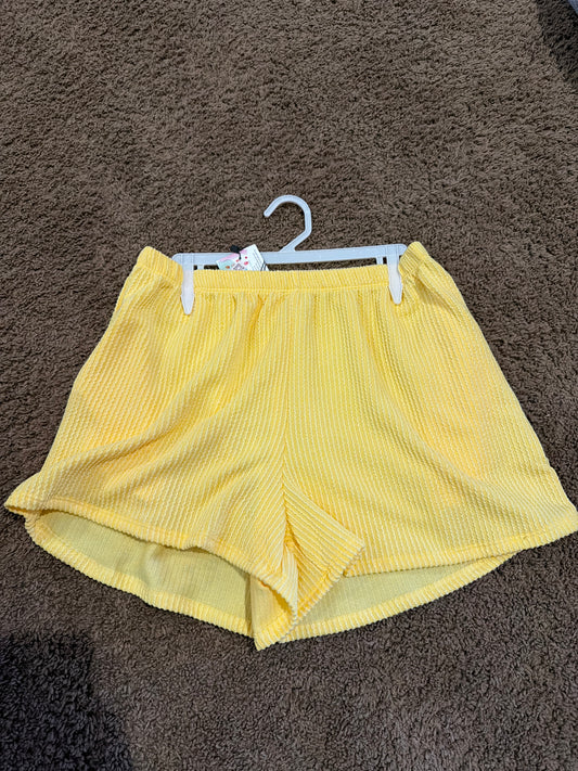 Ladies Everyday Comfy Ribbed Shorts-Yellow