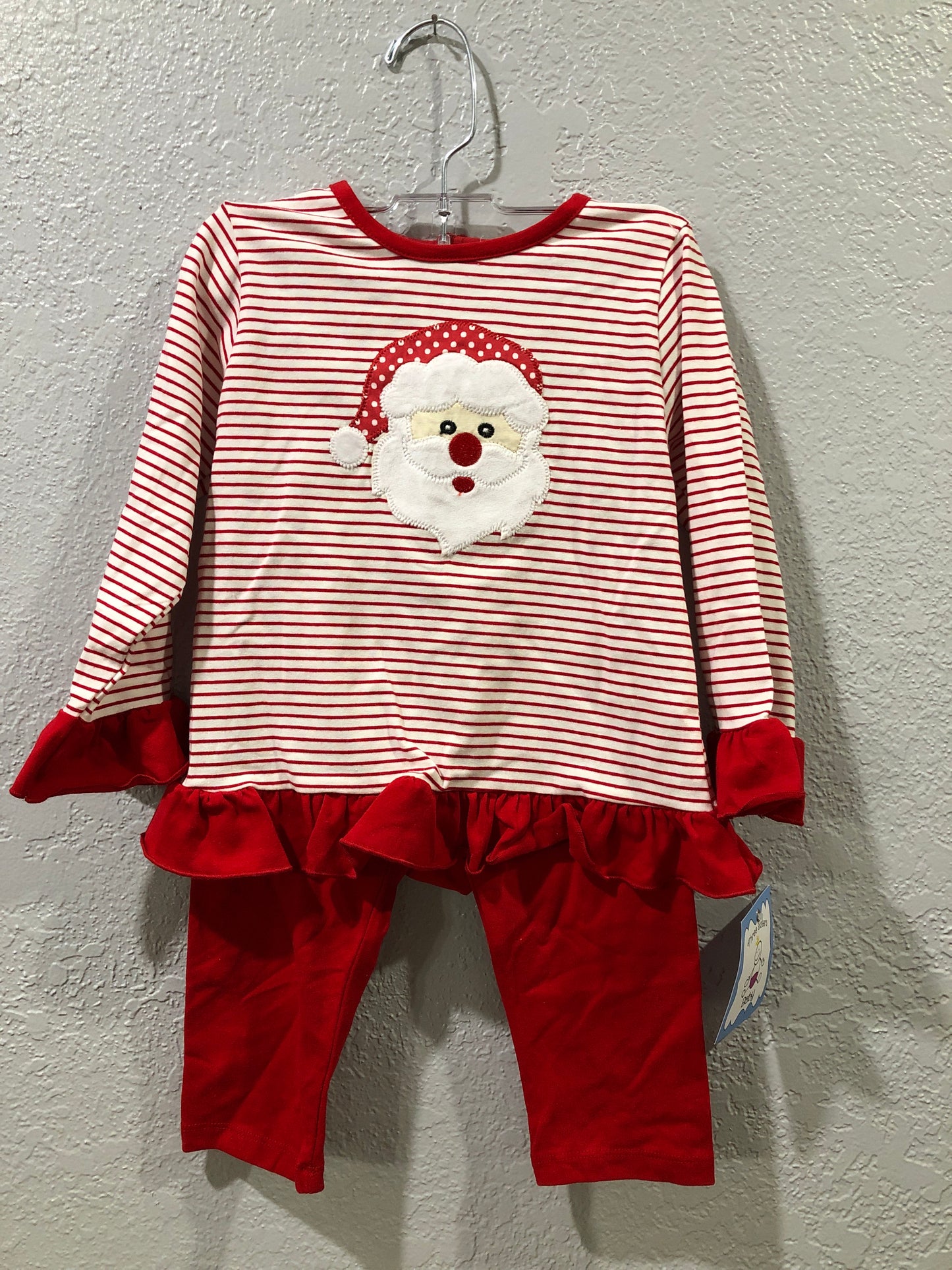 Girls Santa Face L/S Romper or Legging Set by Three Sisters