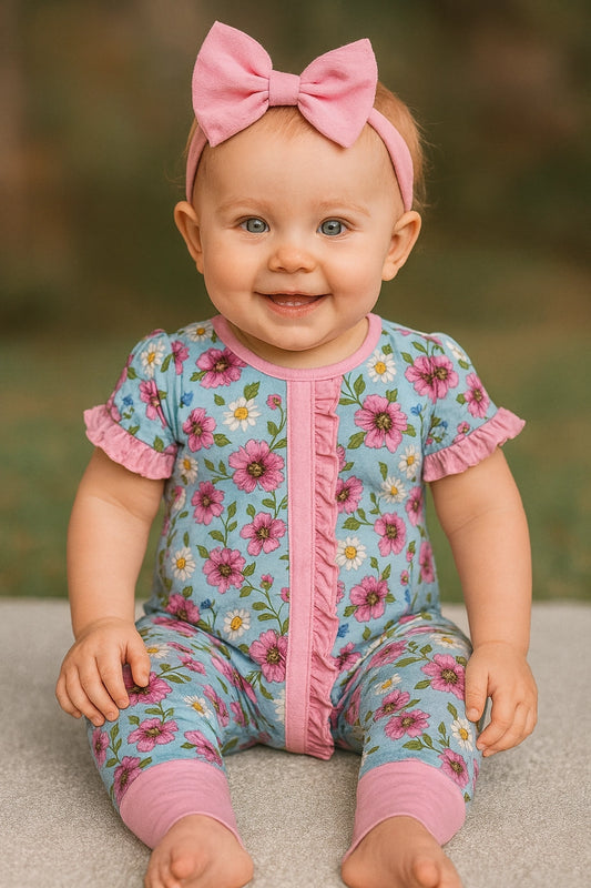 Girls Bluebell Meadow Bamboo Romper by Little Bugz