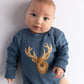 Boys Deer Applique Long Sleeve Bubble by Three Sisters