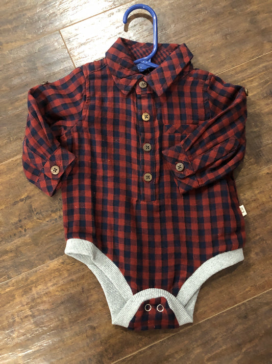 Boys Red/Navy Plaid Onesie or Top by Me & Henry