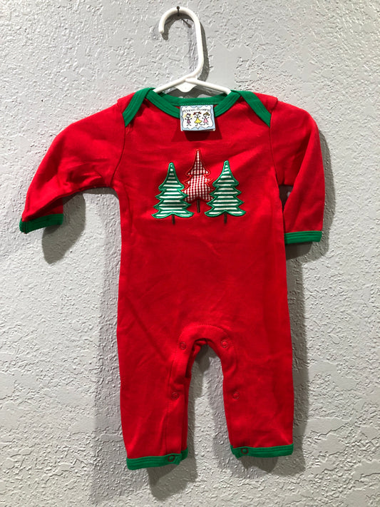 Boys Trees on Red Romper by Three Sisters