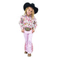 Girls White Horse Flowers L/S Print Shirt by Cowboy Hardware