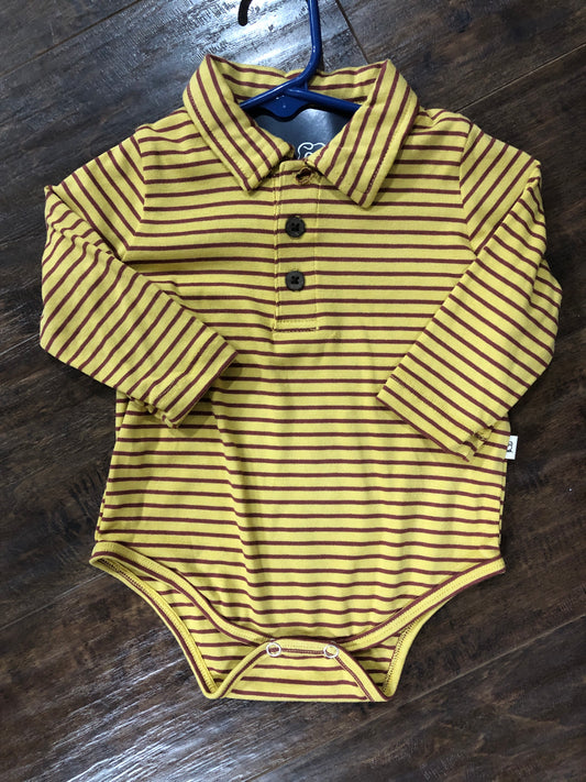 Boys Mustard Stripe Polo Onesie by Me & Henry