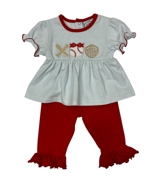 Girls Baseball Applique Legging Set by Three Sisters