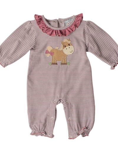 Girls Horse Applique Romper by Three Sisters