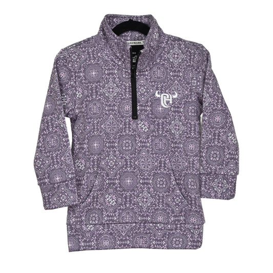 Girls Purple Vine Bandana Fleece Cadet Jacket by Cowboy Hardware