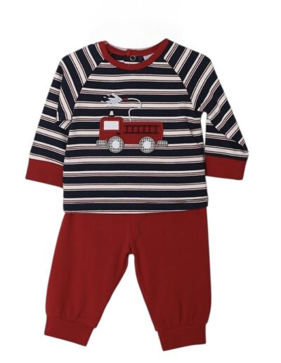 Boys Firetruck Applique Jogger Set by Three Sisters