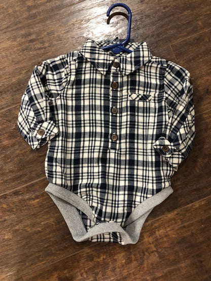 Boys Navy/White Plaid Onesie or Shirt by Me & Henry