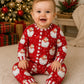 Boys Red Vintage Santa Milk Silk Zip Up Romper by Little Bugz Boutique