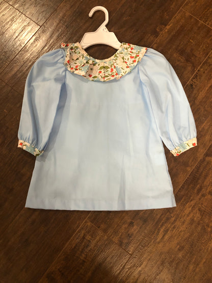 Girls Blue L/S Romper or Dress w/Back Bow by Zuccini Kids