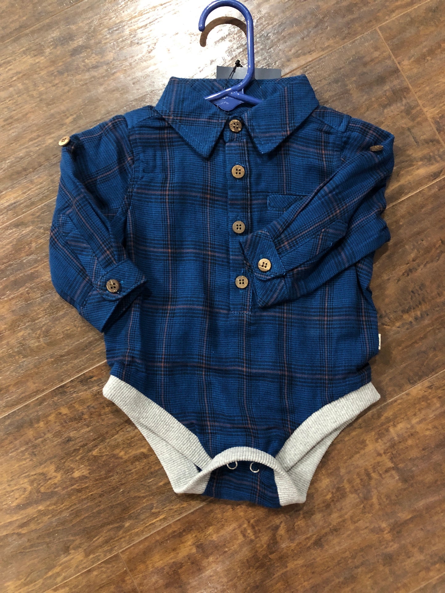 Boys Royal/Black Micro Plaid Onesie or Shirt by Me & Henry
