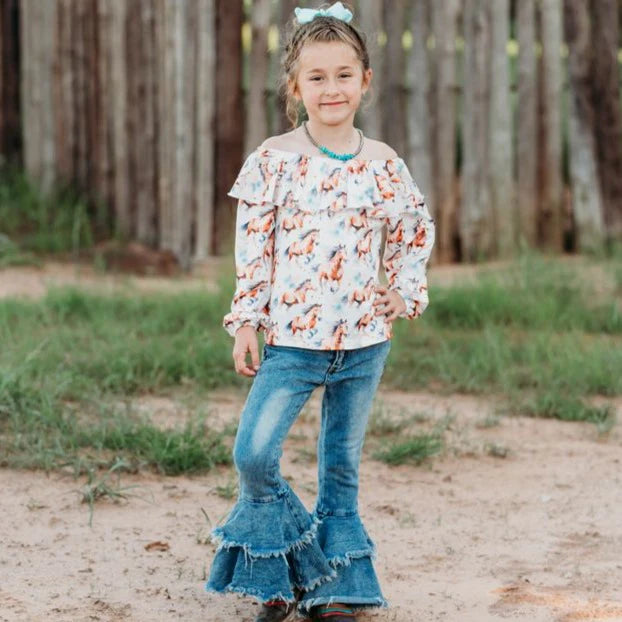 Girls Running Horse Long Sleeve Onesie or Shirt by Shea Baby