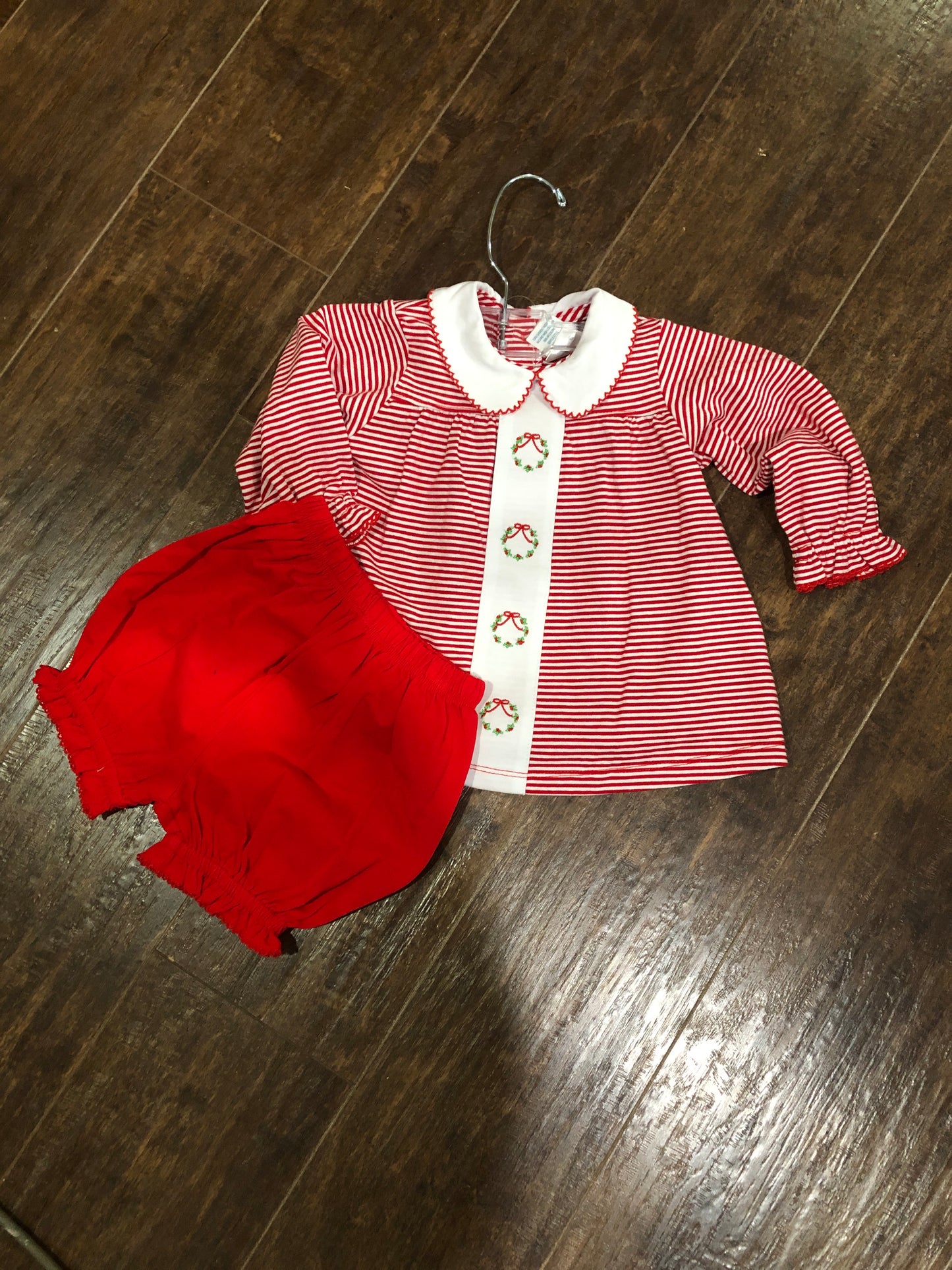 Girls Red/White Stripe Bloomer Set or Dress by Ishtex