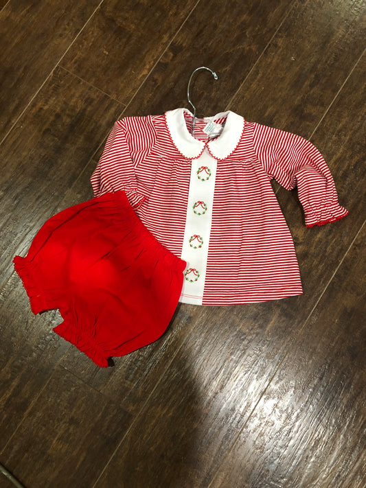 Girls Red/White Stripe Bloomer Set or Dress by Ishtex