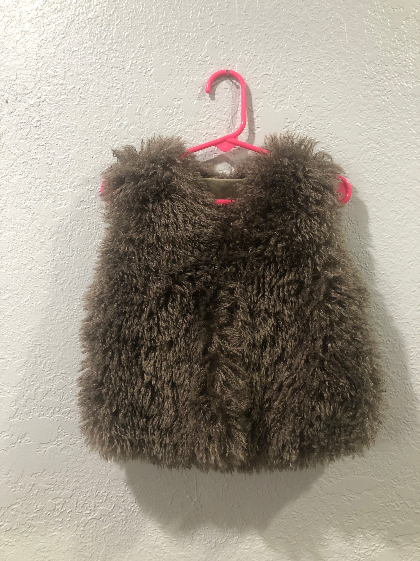 Girls Pewter Fuzzy Shag Vest by ML Kids