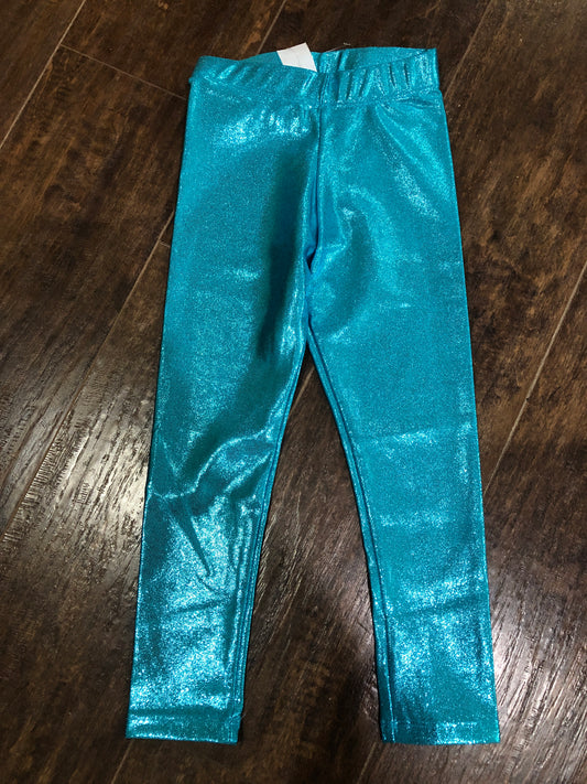 Girls Blue Metallic Leggings by Azarhia