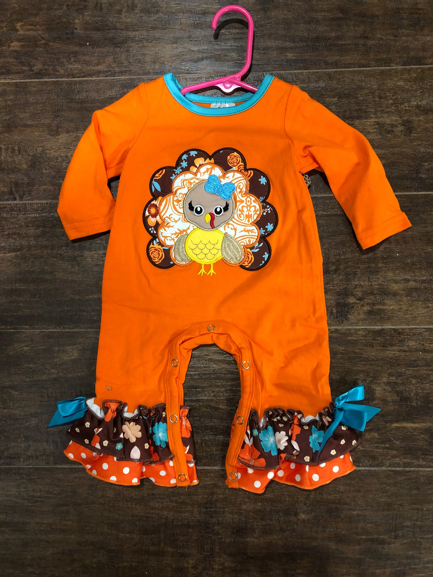 Girls Turkey and Ruffles Romper