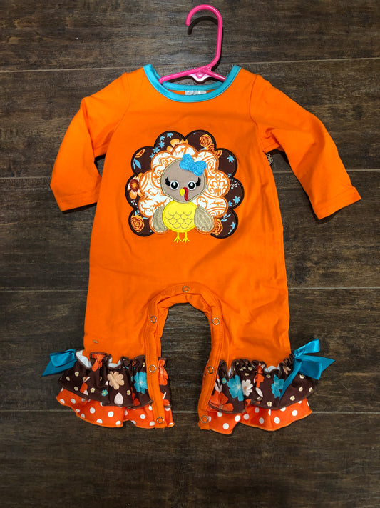 Girls Turkey and Ruffles Romper
