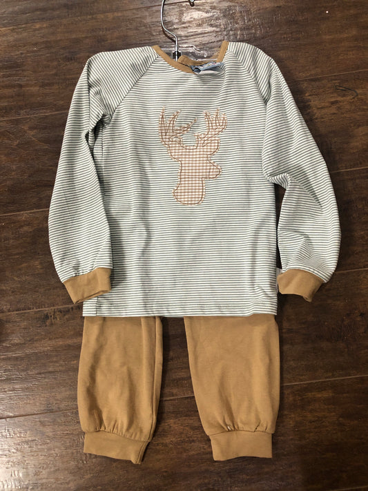 Boys 2 Pc Deer Applique Top w/Tan Pants by Three Sisters