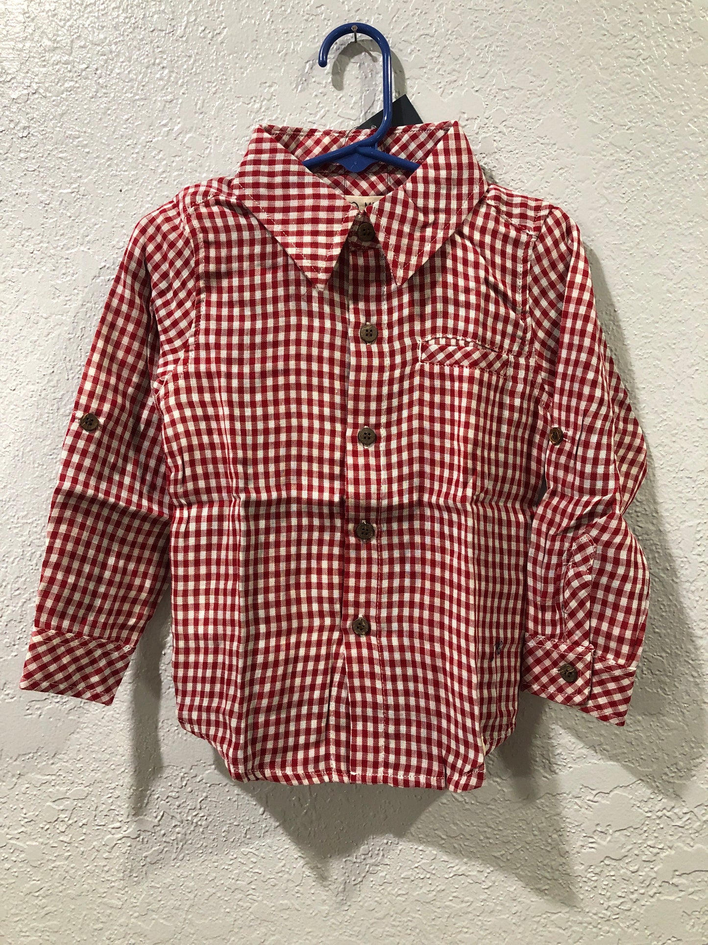 Boys Red Micro Plaid Woven Onesie or Shirt by Me & Henry