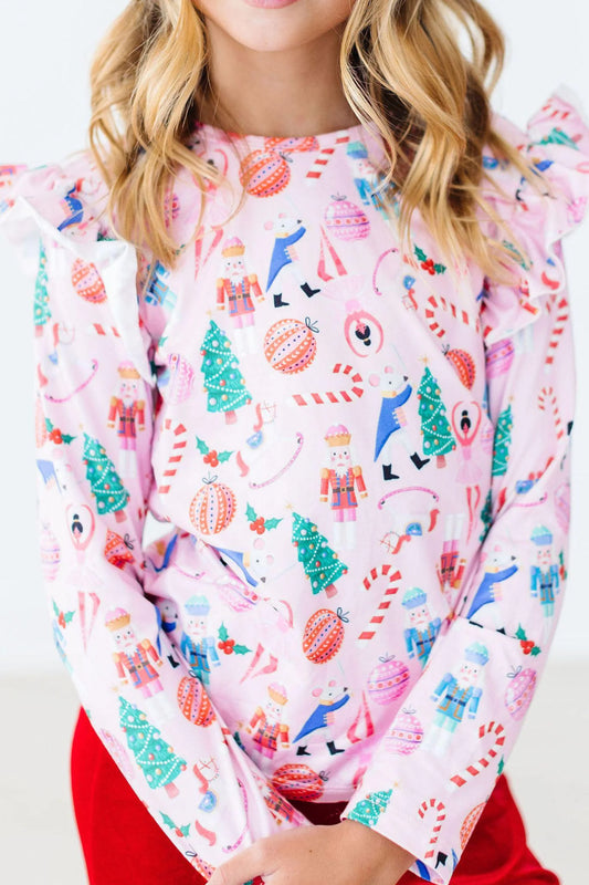 Girls Sugarplum Fairy L/S Ruffle Tee by Mila & Rose