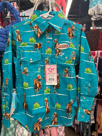 Girls Vintage Cowgirl Romper or L/S Print Shirt by Cowboy Hardware