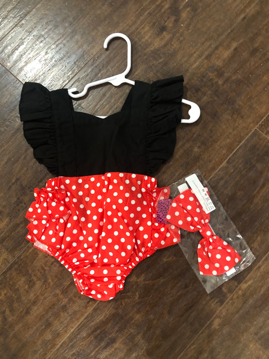 Girls Black w/Red Polka Dot Bubble