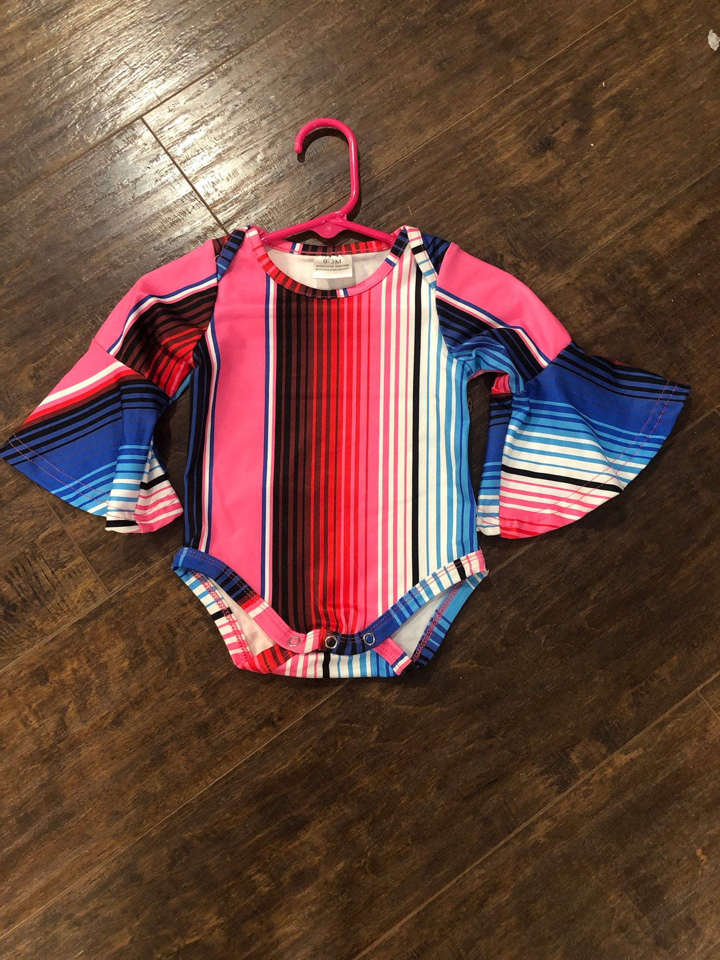 Girls Stripe Onesie with Bell Sleeves