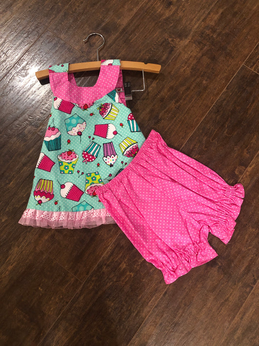 Girls 2 Pc Crossover Dress w/Bloomers Set by Ladybug Dezignz