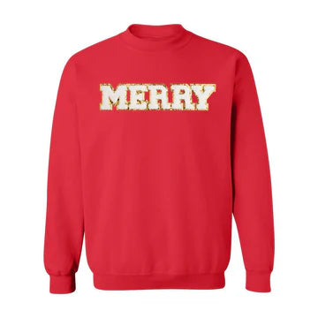 Ladies Sweet Wink Merry Patch Sweatshirt-Red