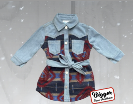 Girls Aztec Denim Dress by Shea Baby
