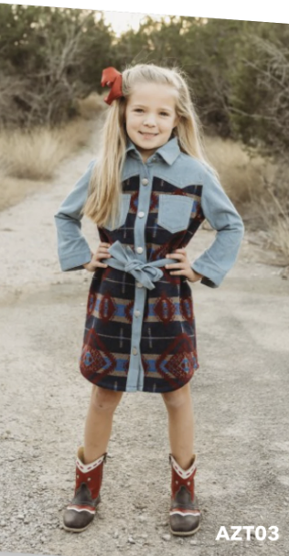 Girls Aztec Denim Dress by Shea Baby