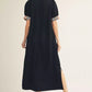 Ladies Short Sleeve Midi Dress With Classic Plaid Contrast by JODIFL - Black