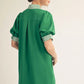 Ladies Short Puff Sleeve Shift Dress by JODIFL - Kelly Green