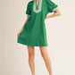 Ladies Short Puff Sleeve Shift Dress by JODIFL - Kelly Green