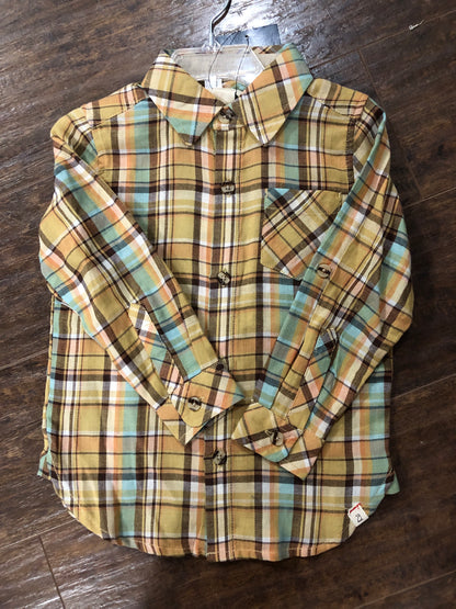 Boys Gold/Aqua/Brown Plaid Onesie or Shirt by Me & Henry