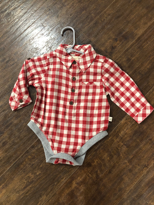 Boys Red/Cream Plaid Onesie by Me & Henry