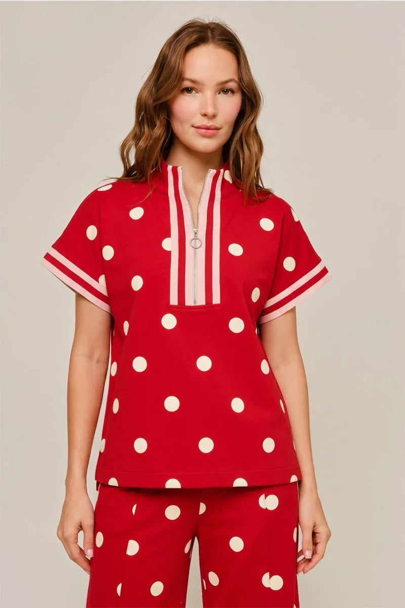 Ladies Red and White Poka Dot Set